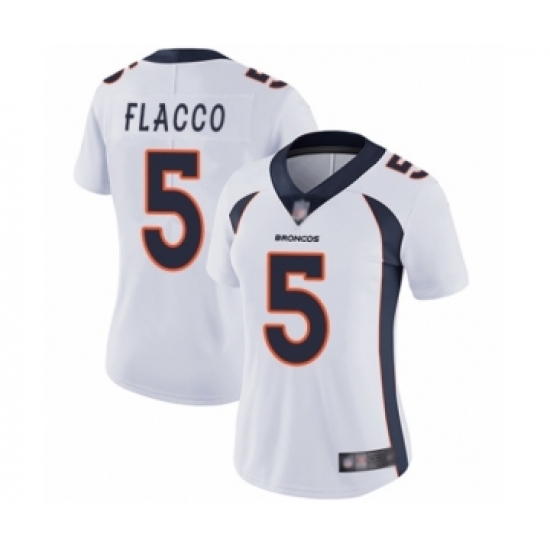 Women's Denver Broncos 5 Joe Flacco White Vapor Untouchable Limited Player Football Jersey