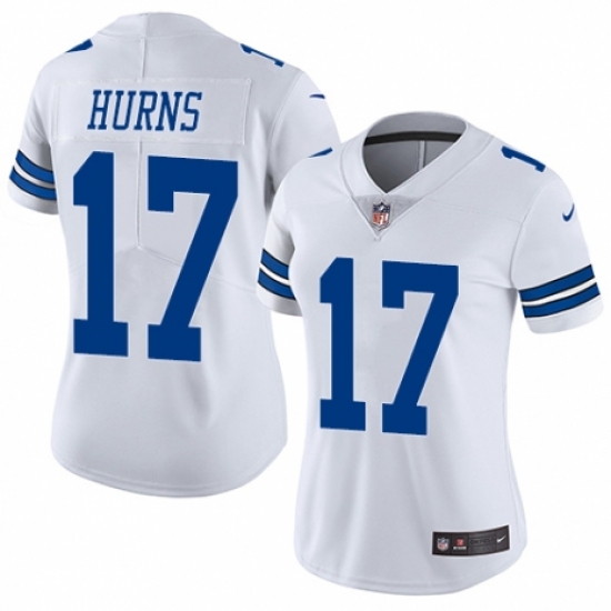 Women's Nike Dallas Cowboys 17 Allen Hurns White Vapor Untouchable Limited Player NFL Jersey