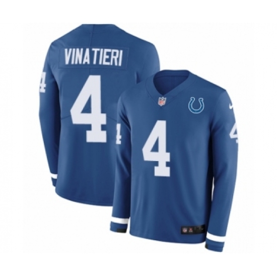 Men's Nike Indianapolis Colts 4 Adam Vinatieri Limited Blue Therma Long Sleeve NFL Jersey