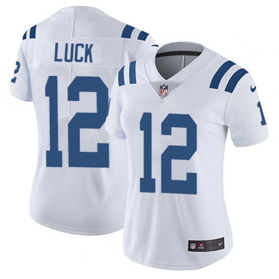 Women's Nike Indianapolis Colts 12 Andrew Luck White Vapor Untouchable Limited Player NFL Jersey