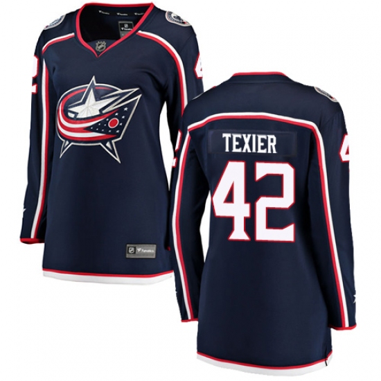 Women's Columbus Blue Jackets 42 Alexandre Texier Fanatics Branded Navy Blue Home Breakaway NHL Jersey