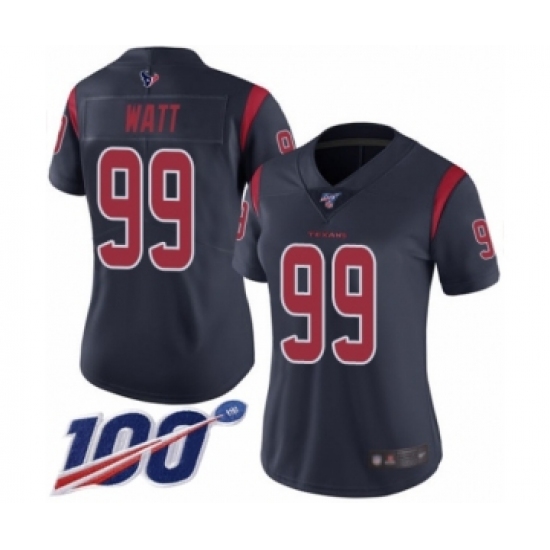 Women's Nike Houston Texans 99 J.J. Watt Limited Navy Blue Rush Vapor Untouchable 100th Season NFL Jersey