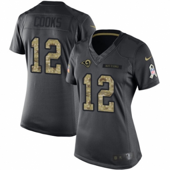 Women's Nike Los Angeles Rams 12 Brandin Cooks Limited Black 2016 Salute to Service NFL Jersey