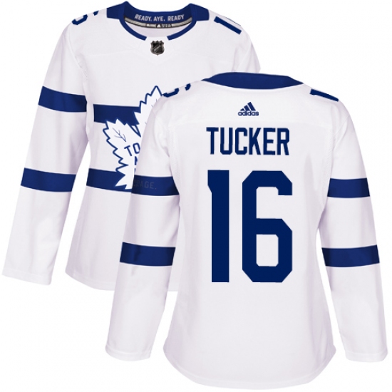 Women's Adidas Toronto Maple Leafs 16 Darcy Tucker Authentic White 2018 Stadium Series NHL Jersey