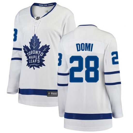 Women's Toronto Maple Leafs 28 Tie Domi Authentic White Away Fanatics Branded Breakaway NHL Jersey