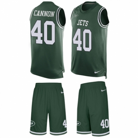 Men's Nike New York Jets 40 Trenton Cannon Limited Green Tank Top Suit NFL Jersey