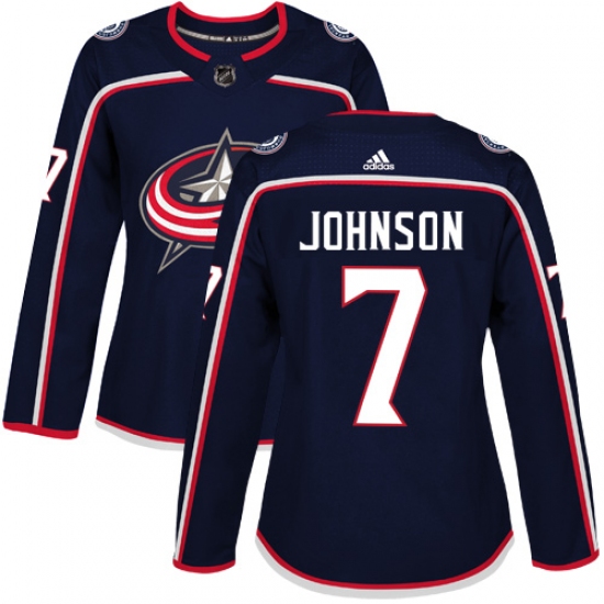 Women's Adidas Columbus Blue Jackets 7 Jack Johnson Premier Navy Blue Home NHL Jersey