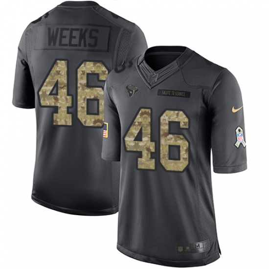 Youth Nike Houston Texans 46 Jon Weeks Limited Black 2016 Salute to Service NFL Jersey