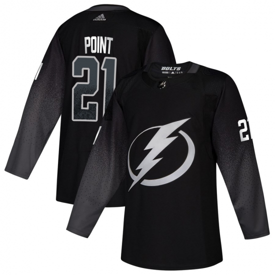 Men's Tampa Bay Lightning 21 Brayden Point adidas Alternate Authentic Player Jersey Black