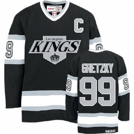 Men's CCM Los Angeles Kings 99 Wayne Gretzky Authentic Black Throwback NHL Jersey