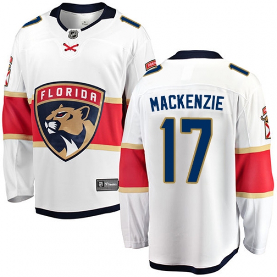 Men's Florida Panthers 17 Derek MacKenzie Fanatics Branded White Away Breakaway NHL Jersey