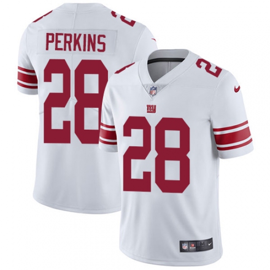 Men's Nike New York Giants 28 Paul Perkins White Vapor Untouchable Limited Player NFL Jersey