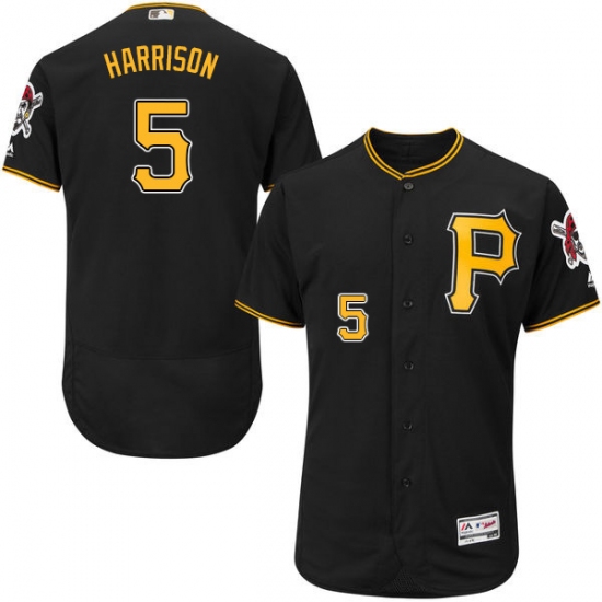 Men's Majestic Pittsburgh Pirates 5 Josh Harrison Black Alternate Flex Base Authentic Collection MLB Jersey