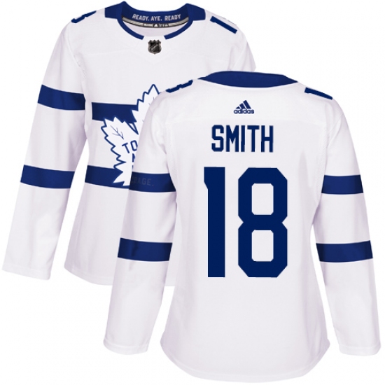 Women's Adidas Toronto Maple Leafs 18 Ben Smith Authentic White 2018 Stadium Series NHL Jersey