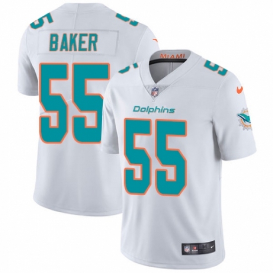 Men's Nike Miami Dolphins 55 Jerome Baker White Vapor Untouchable Limited Player NFL Jersey