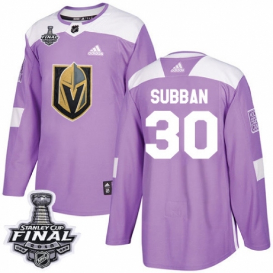 Men's Adidas Vegas Golden Knights 30 Malcolm Subban Authentic Purple Fights Cancer Practice 2018 Stanley Cup Final NHL Jersey