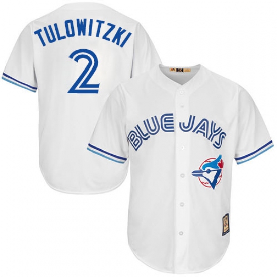 Men's Majestic Toronto Blue Jays 2 Troy Tulowitzki Authentic White Cooperstown MLB Jersey