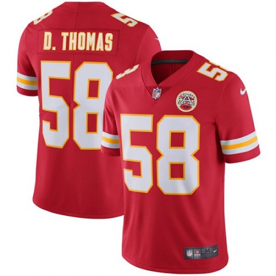 Men's Nike Kansas City Chiefs 58 Derrick Thomas Red Team Color Vapor Untouchable Limited Player NFL Jersey