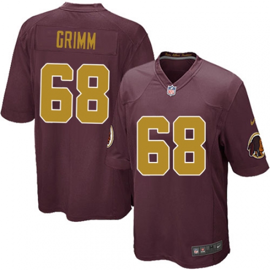 Men's Nike Washington Redskins 68 Russ Grimm Game Burgundy Red/Gold Number Alternate 80TH Anniversary NFL Jersey