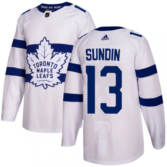 Men's Adidas Toronto Maple Leafs 13 Mats Sundin Authentic White 2018 Stadium Series NHL Jersey