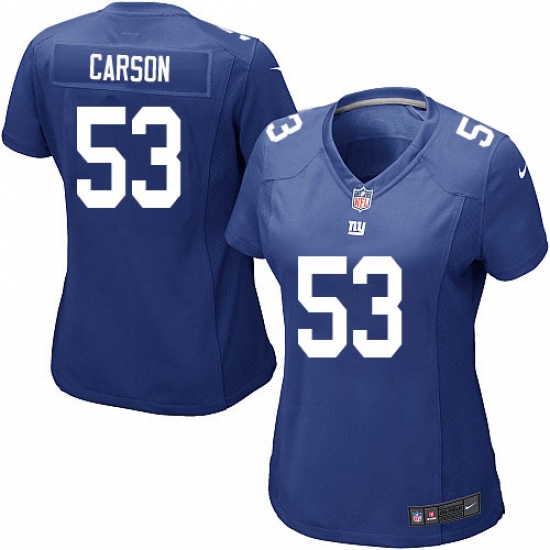 Women's Nike New York Giants 53 Harry Carson Game Royal Blue Team Color NFL Jersey