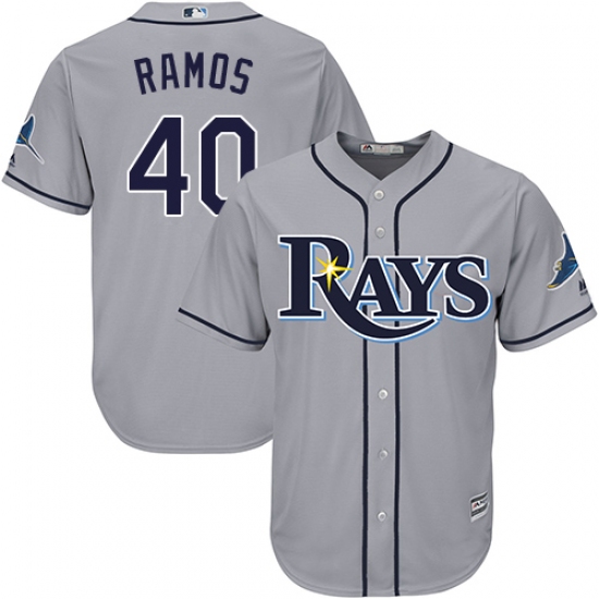 Men's Majestic Tampa Bay Rays 40 Wilson Ramos Replica Grey Road Cool Base MLB Jersey