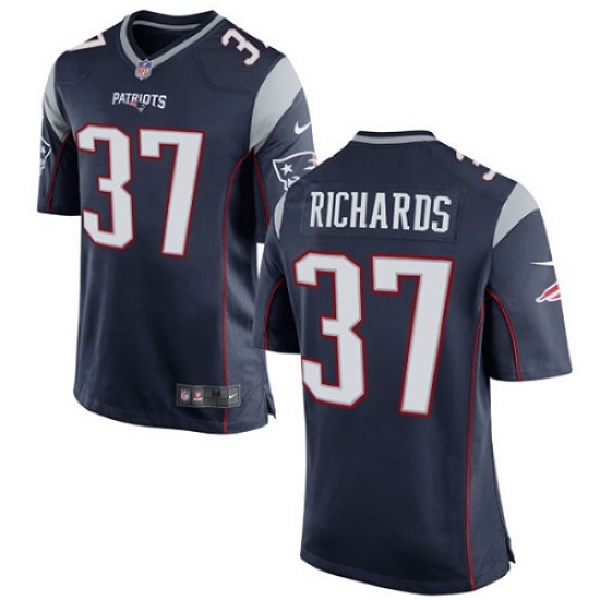 Men's Nike New England Patriots 37 Jordan Richards Game Navy Blue Team Color NFL Jersey