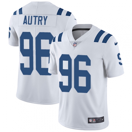 Men's Nike Indianapolis Colts 96 Denico Autry White Vapor Untouchable Limited Player NFL Jersey