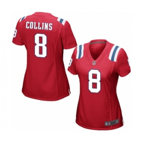 Women's New England Patriots 8 Jamie Collins Game Red Alternate Football Jersey