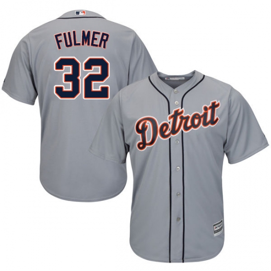 Men's Majestic Detroit Tigers 32 Michael Fulmer Replica Grey Road Cool Base MLB Jersey