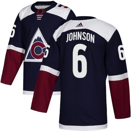 Men's Adidas Colorado Avalanche 6 Erik Johnson Authentic Navy Blue Alternate NHL Jersey