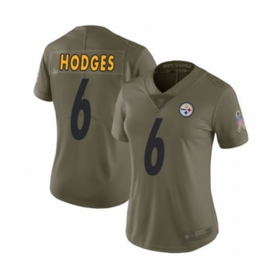 Women's Pittsburgh Steelers 6 Devlin Hodges Limited Olive 2017 Salute to Service Football Jersey