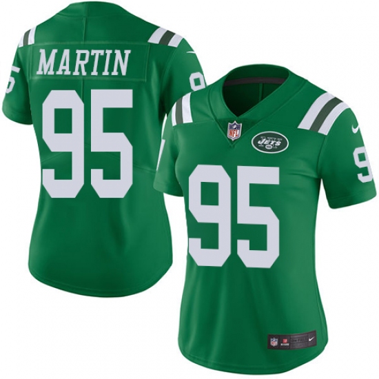 Women's Nike New York Jets 95 Josh Martin Limited Green Rush Vapor Untouchable NFL Jersey