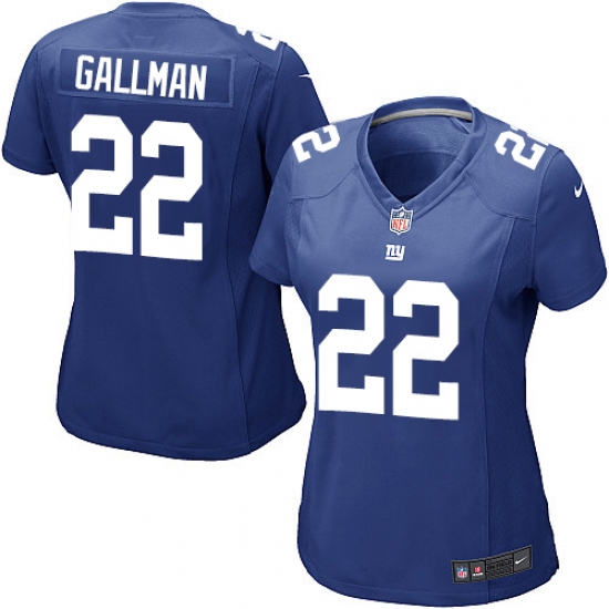 Women's Nike New York Giants 22 Wayne Gallman Game Royal Blue Team Color NFL Jersey