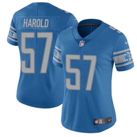 Women Nike Detroit Lions 57 Eli Harold Blue Team Color Vapor Untouchable Limited Player NFL Jersey