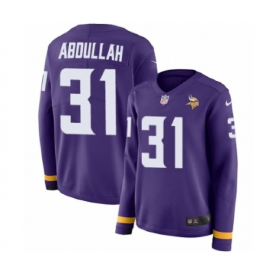 Women's Nike Minnesota Vikings 31 Ameer Abdullah Limited Purple Therma Long Sleeve NFL Jersey