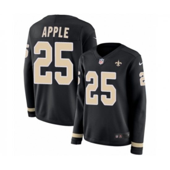 Women's Nike New Orleans Saints 25 Eli Apple Limited Black Therma Long Sleeve NFL Jersey