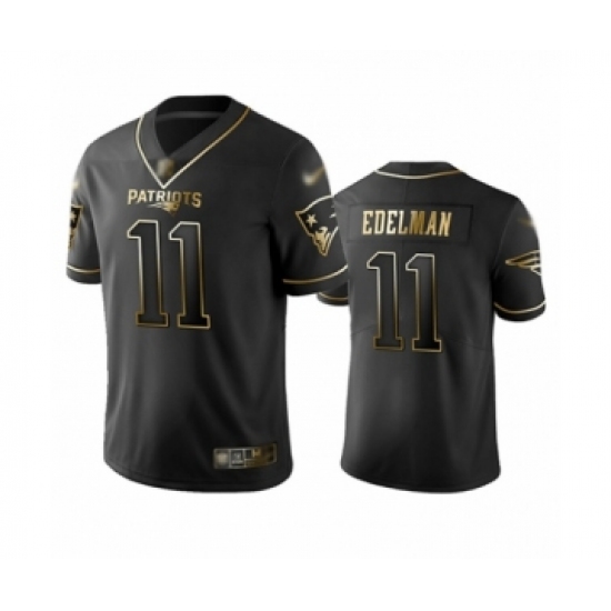 Men's New England Patriots 11 Julian Edelman Limited Black Golden Edition Football Jersey