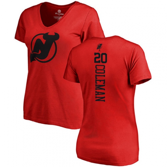 NHL Women's Adidas New Jersey Devils 20 Blake Coleman Red One Color Backer T-Shirt