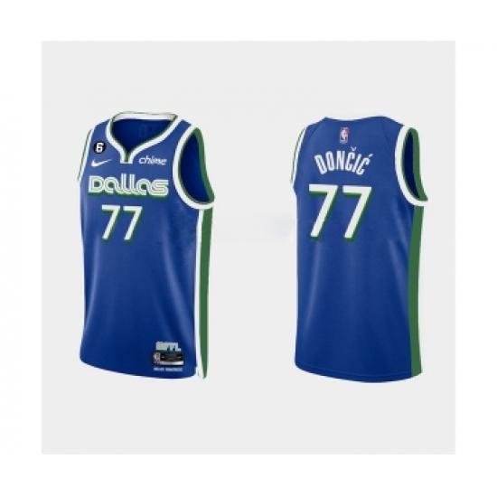 Men's Dallas Mavericks 77 Luka Doncic Blue Stitched Basketball Jersey