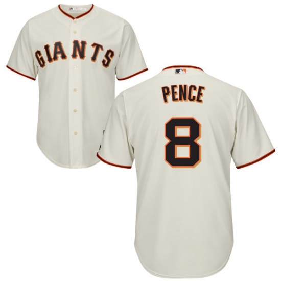 Youth Majestic San Francisco Giants 8 Hunter Pence Replica Cream Home Cool Base MLB Jersey