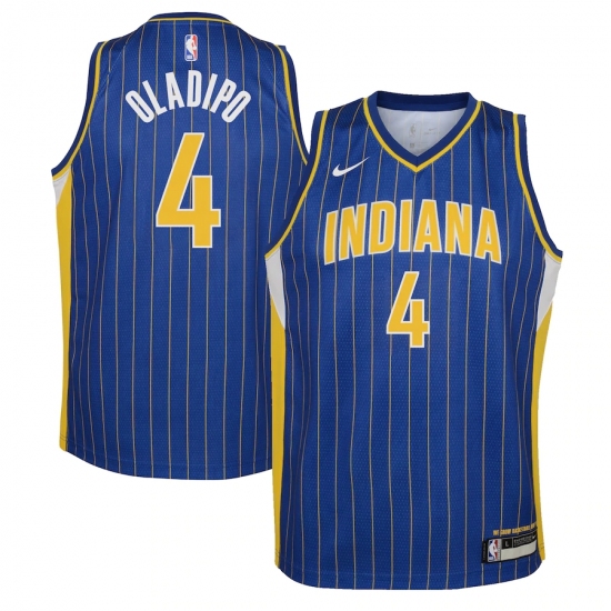 Youth Indiana Pacers 4 Victor Oladipo Nike Royal 2020-21 Swingman Jersey