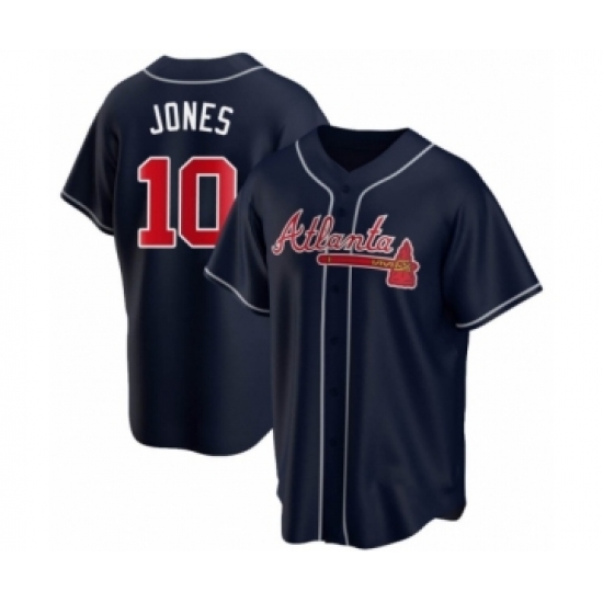 Youth Chipper Jones 10 Atlanta Braves Navy Replica Alternate Jersey