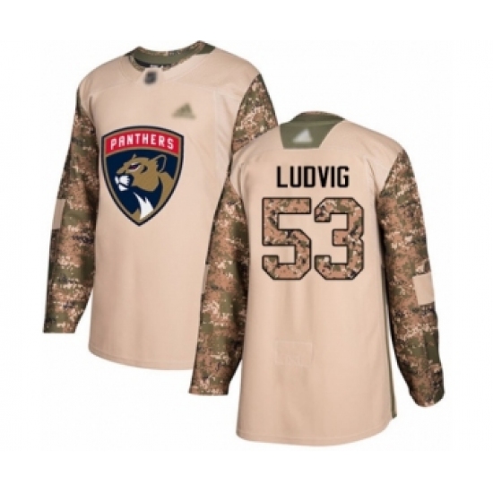 Men's Florida Panthers 53 John Ludvig Authentic Camo Veterans Day Practice Hockey Jersey