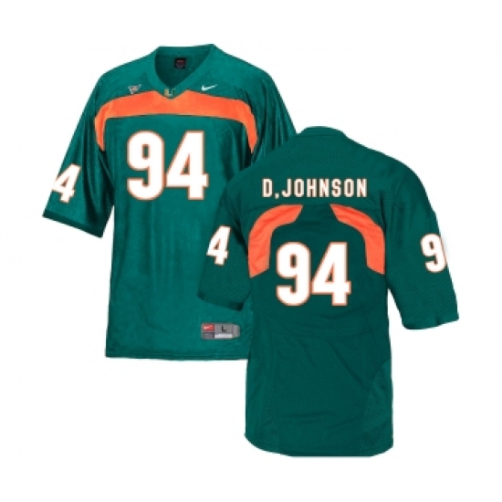 Miami Hurricanes 94 Dwayne Johnson Green College Football Jersey