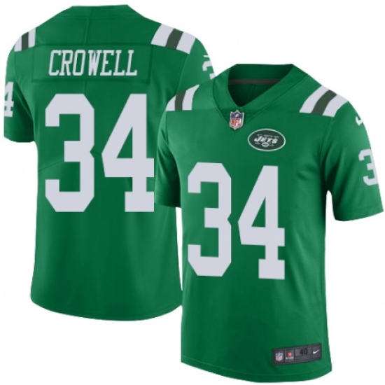 Men's Nike New York Jets 34 Isaiah Crowell Elite Green Rush Vapor Untouchable NFL Jersey