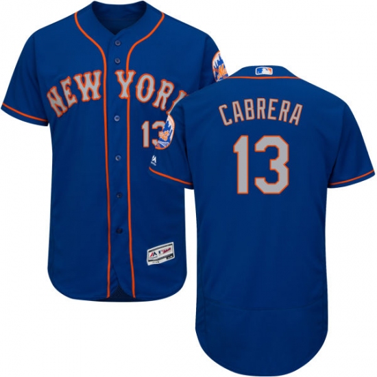 Men's Majestic New York Mets 13 Asdrubal Cabrera Royal/Gray Alternate Flex Base Authentic Collection MLB Jersey