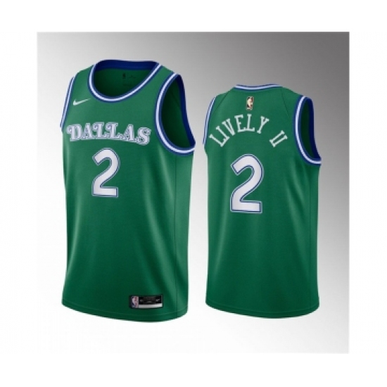 Men's Dallas Mavericks 2 Dereck Lively II Green 2023 Draft Classic Edition Stitched Basketball Jersey