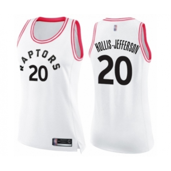 Women's Toronto Raptors 20 Rondae Hollis-Jefferson Swingman White Pink Fashion Basketball Jersey