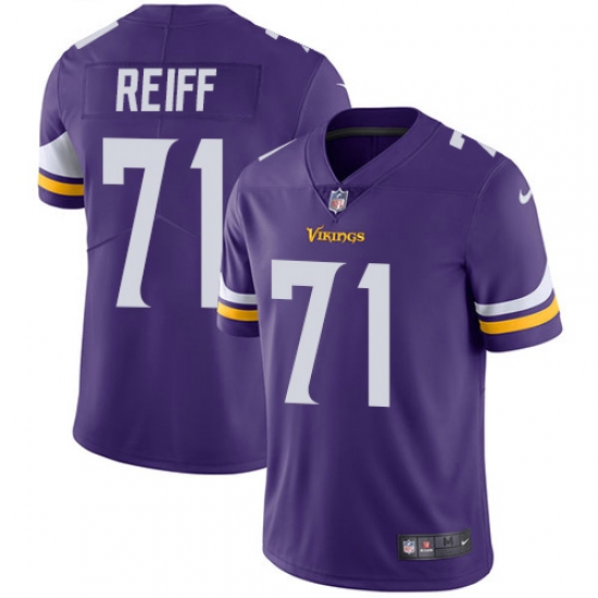 Men's Nike Minnesota Vikings 71 Riley Reiff Purple Team Color Vapor Untouchable Limited Player NFL Jersey